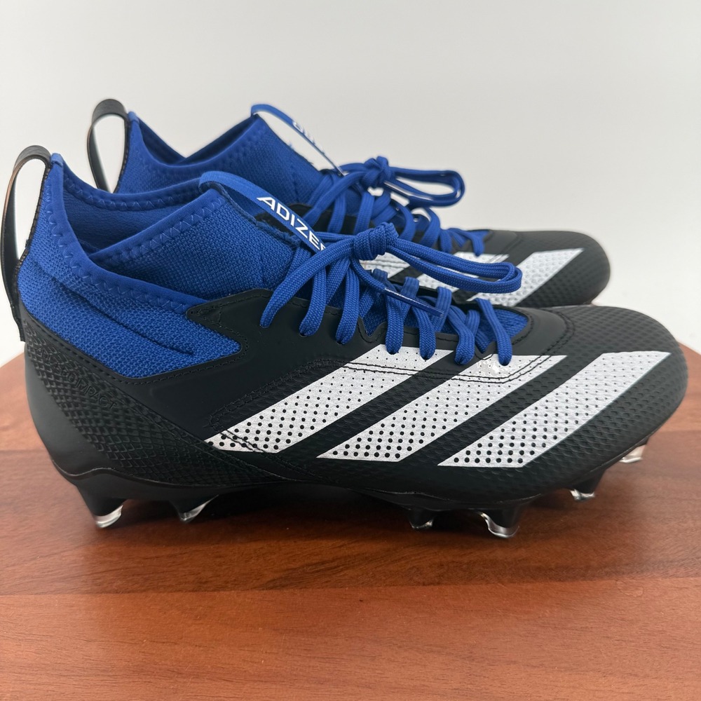 adidas Adizero Impact Football Cleats Black Royal Blue Mid IE1405 Men 9/Women 10